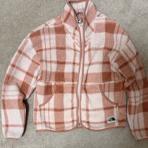 The North Face Kids Peach Plaid Fleece Jacket
